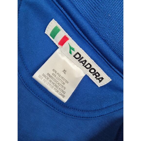 Diadora Royal Blue White Vintage 1990s Soccer Polyester Full Zip Jacket Men's XL - Picture 3 of 5
